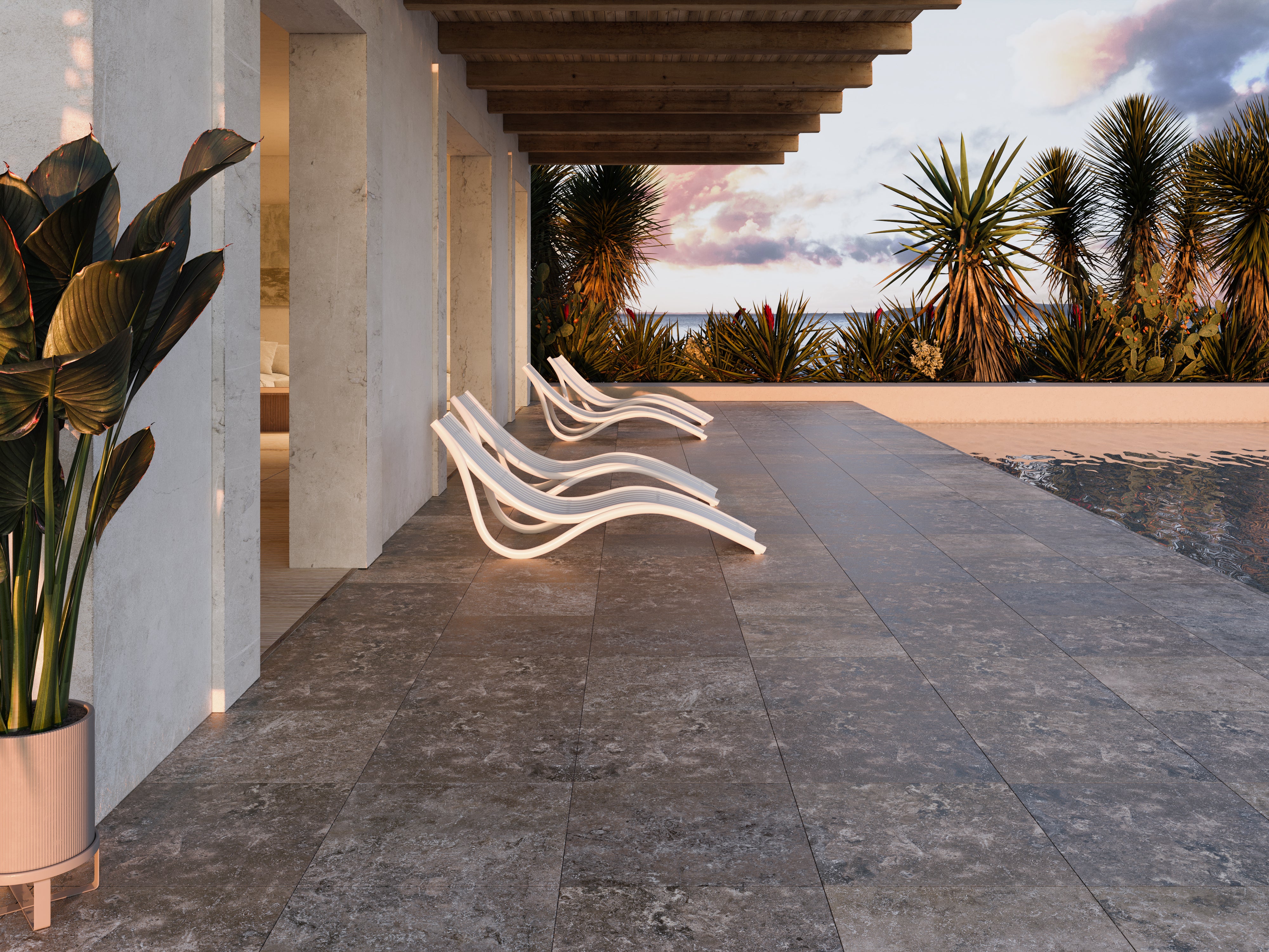 Porcelain Pavers - Travertine Look "Cappuccino"